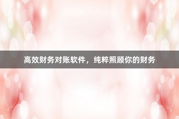 高效财务对账软件，纯粹照顾你的财务